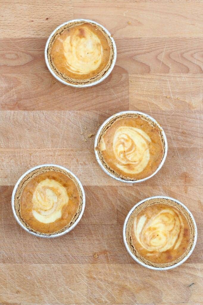 Mini Easy Pumpkin Swirl Cheesecakes