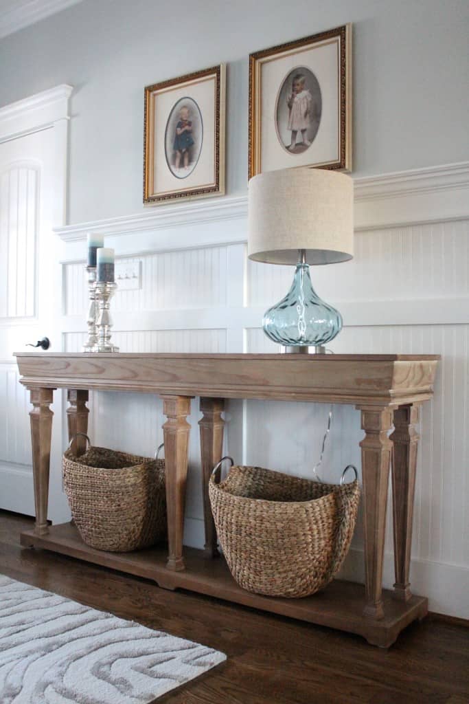 Coastal farmhouse store console table