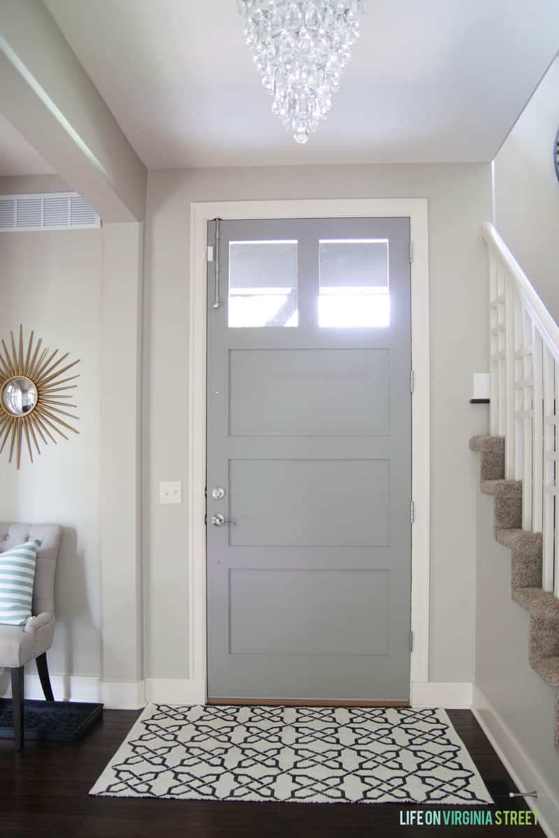 Gray Painted Front Door - Life On Virginia Street