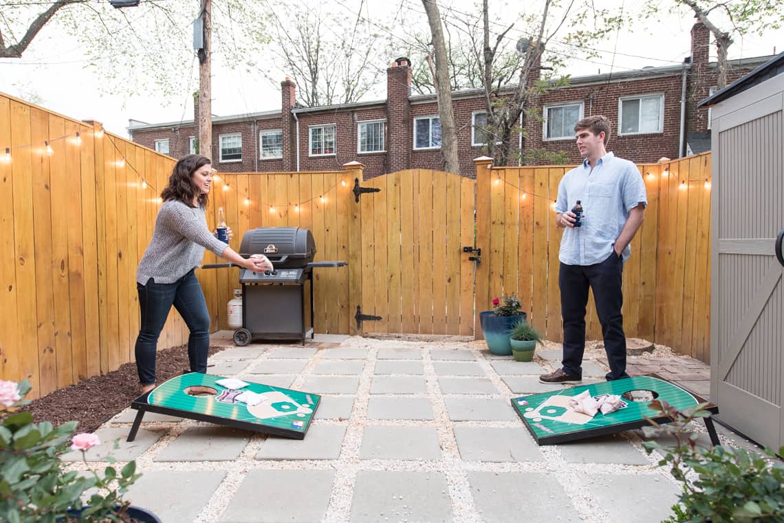 Backyard and patio makeover corn hole