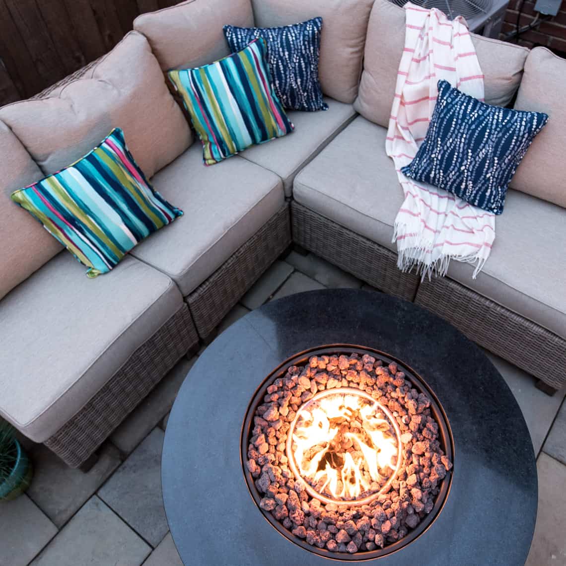 Backyard and patio makeover firepit