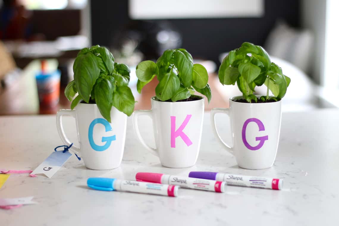 Last Minute DIY Teacher Gift Idea Monogram Mugs