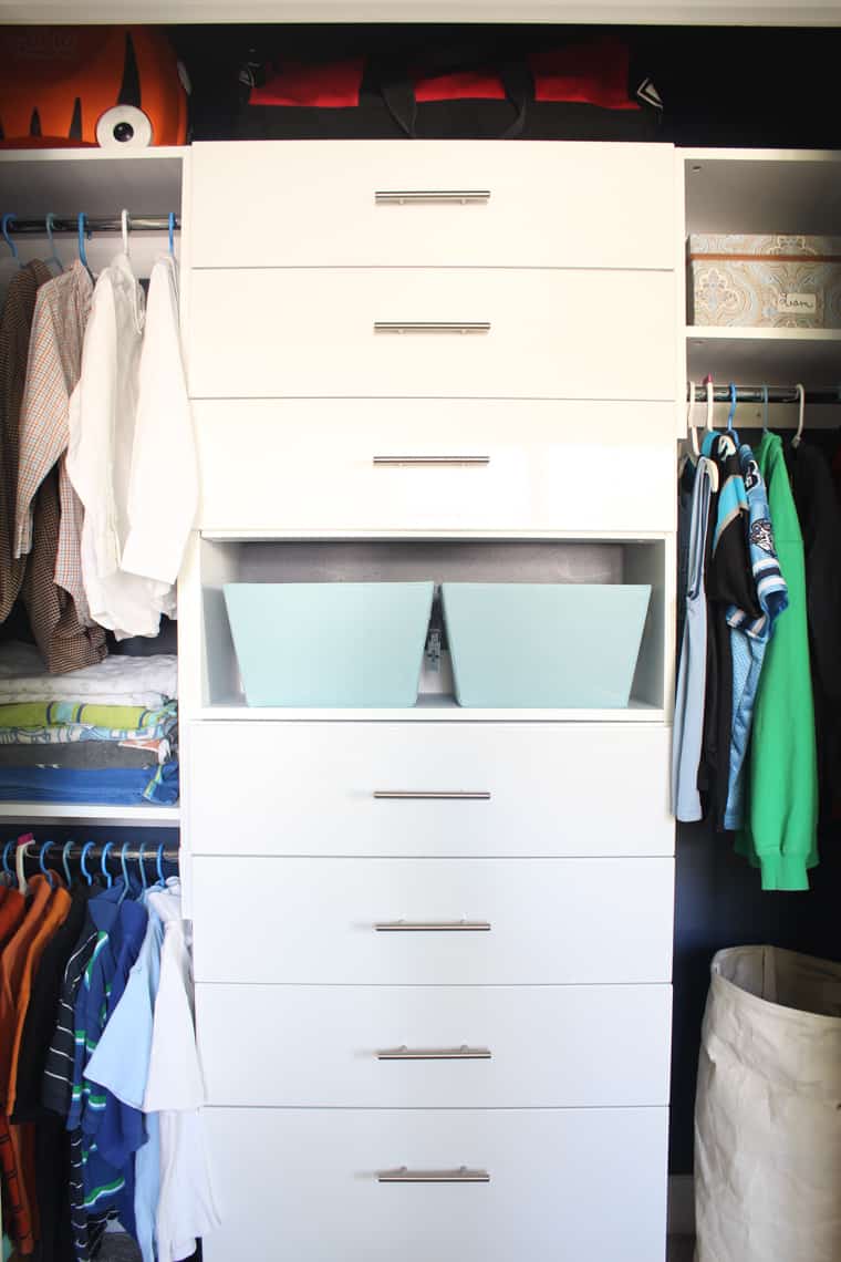 My Son's New Closet Organizing System finished