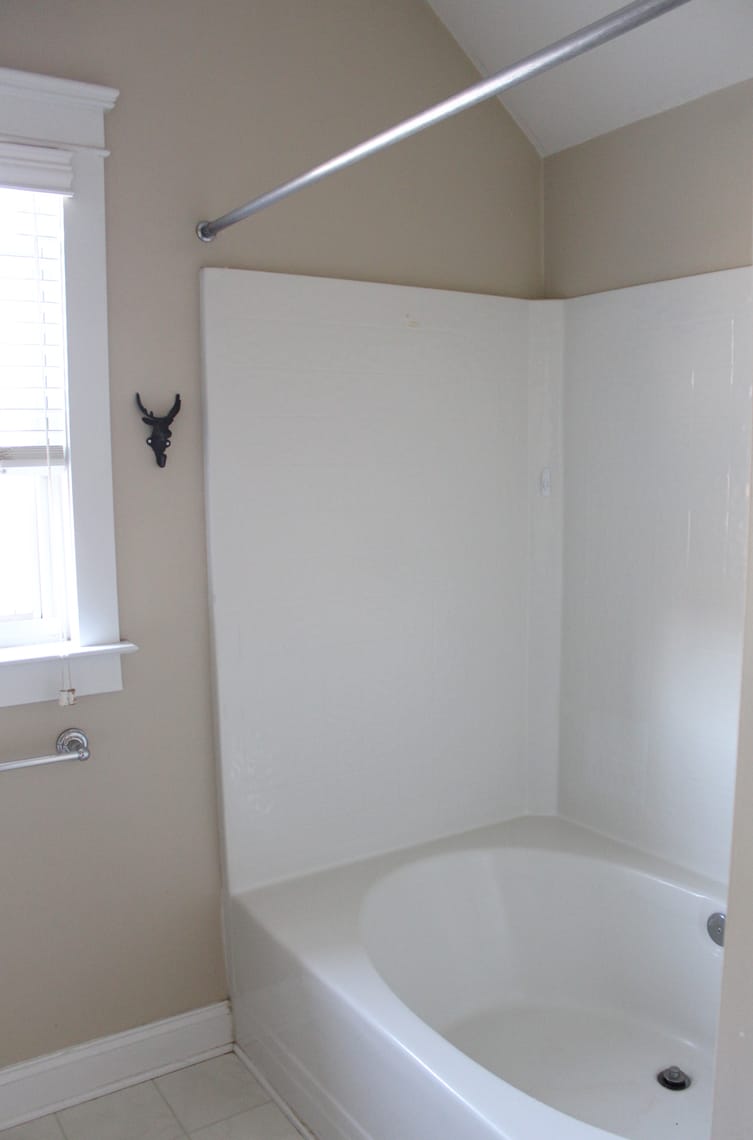 Our Master Bathroom Renovation Progress Report before shower