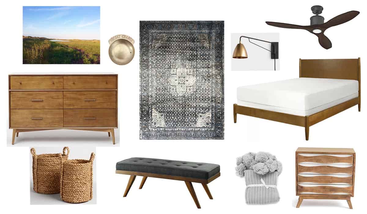 Modern + Neutral Masculine Bedroom Reveal with Solay design board