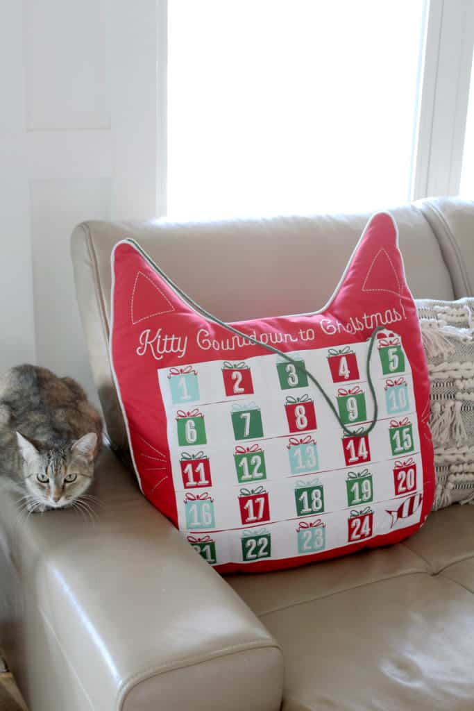 2018 Christmas Home Tour: A Kid-Friendly Christmas cat pillow