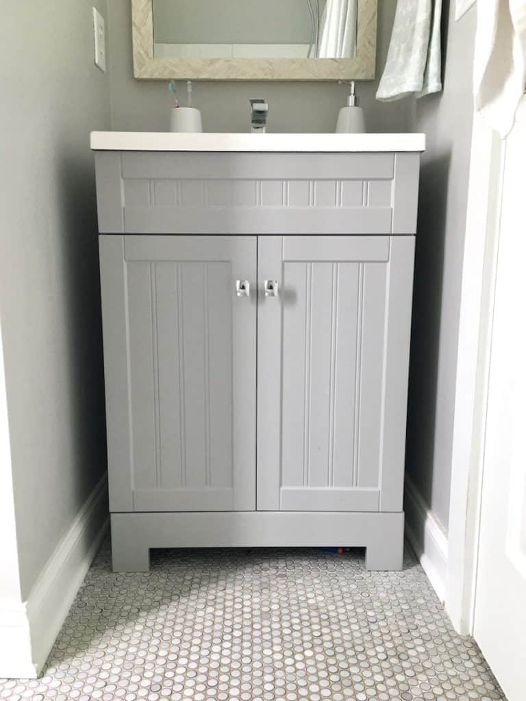 Our Updated Tiny Downstairs Bathroom vanity